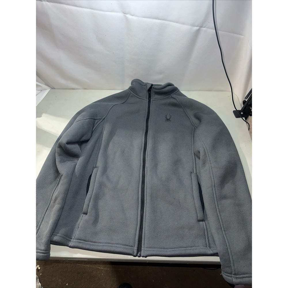 Grey Spyder Men's Large Fleece Full Zipper Jacket Hiking Fall Warm C-001